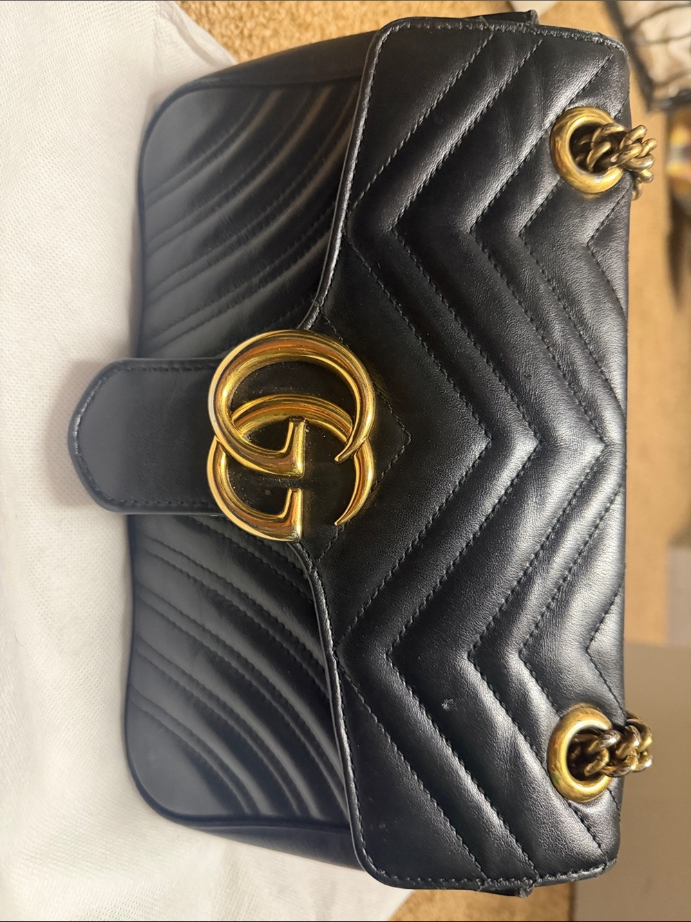 Gucci Black Quilted Shoulder Bag with Gold Hardware